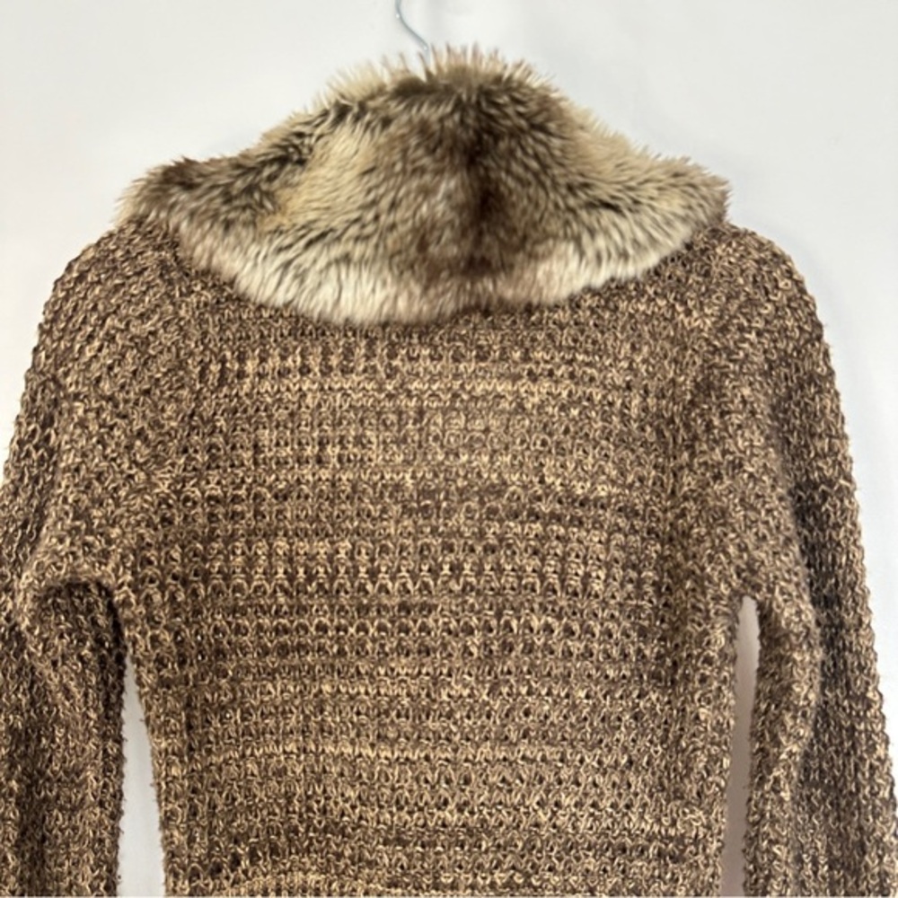 Vintage Say What USA Faux Fur Cardigan Sweater Women Size Medium Y2K Retro - Picture 9 of 11